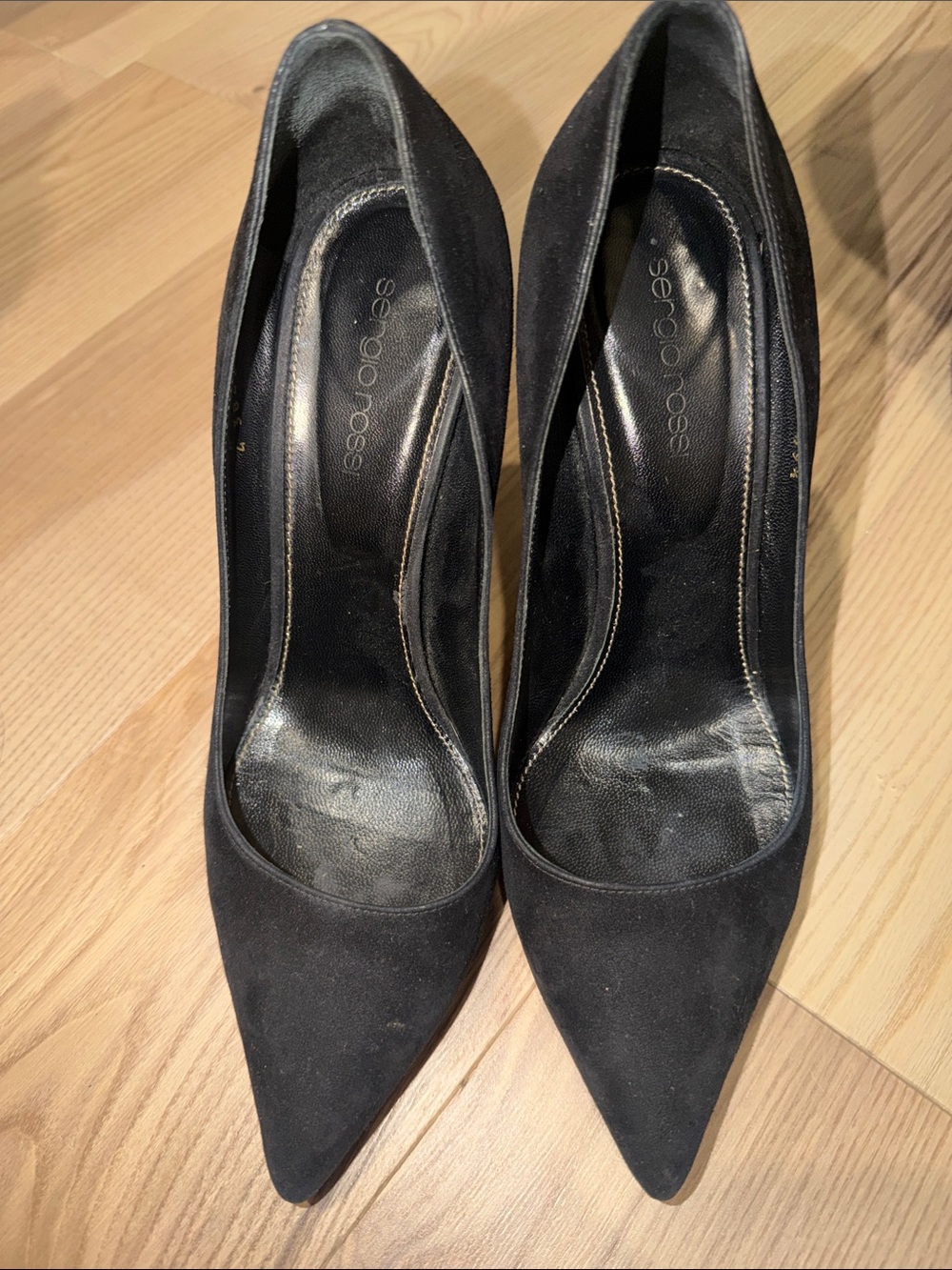 Sergio Rossi Black Suede Pointed-Toe Pumps